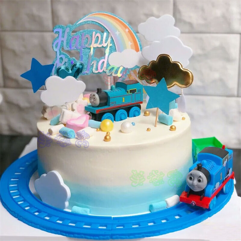 芙滋窝托马斯生日蛋糕轨道小火车蛋糕汽车男孩儿童宝宝周岁全国同城