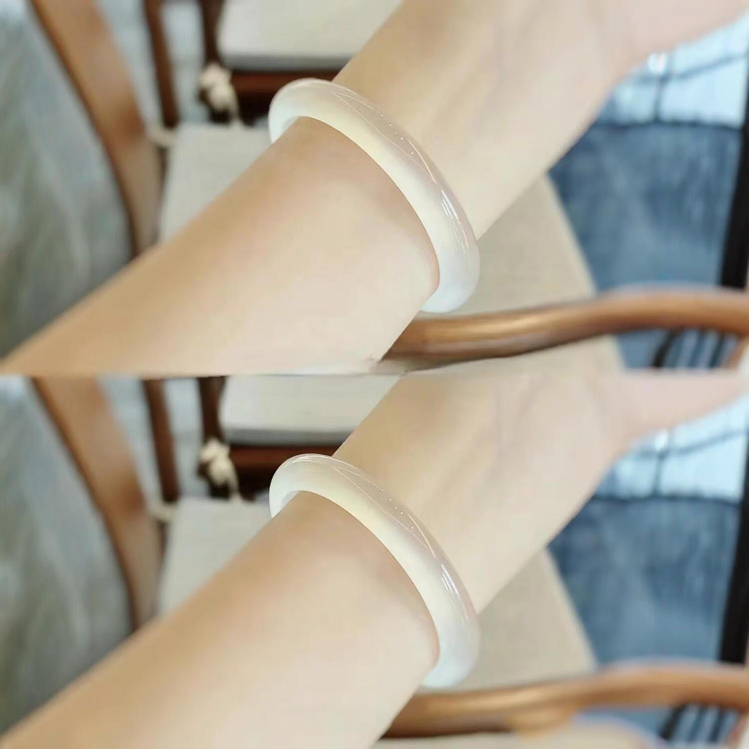 高冰透白月光荔枝冻手镯新中式国风玉髓镯子轻奢情侣老婆妈妈礼物 圈口64-65mm