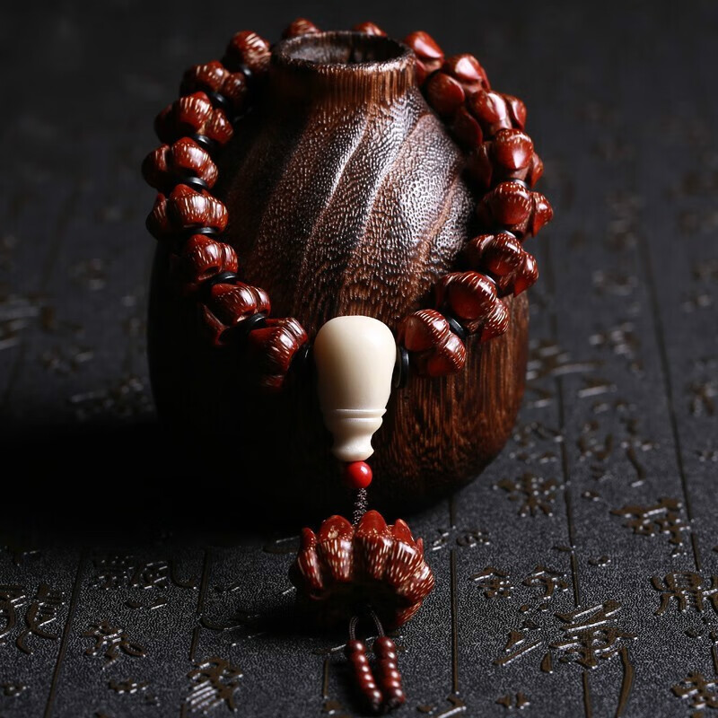 豪珠 野生手工滴血莲花菩提子手串佛珠 男女文玩菩提籽原籽匠人 4包1