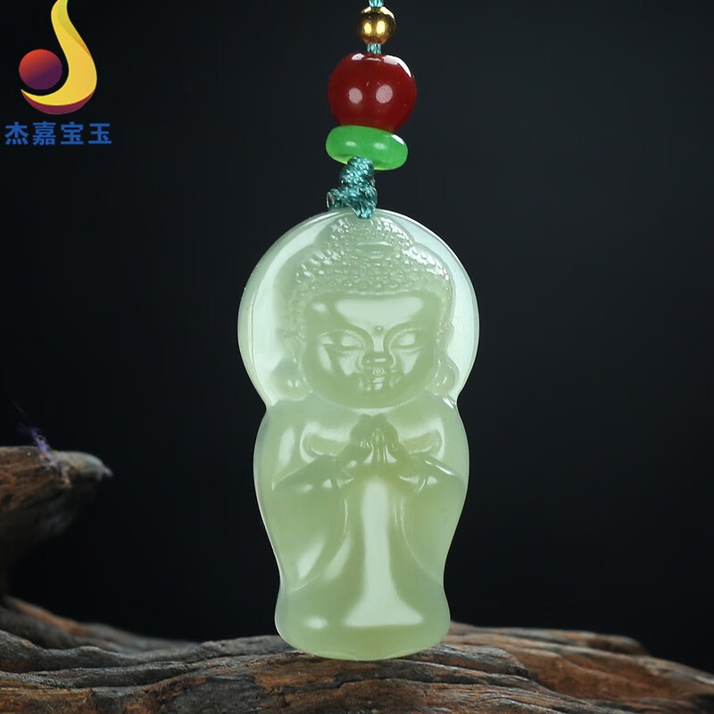 杰嘉宝玉原创新疆和田玉宝宝佛吊坠女款妈妈礼物笑佛玉坠玉石佛公情侣