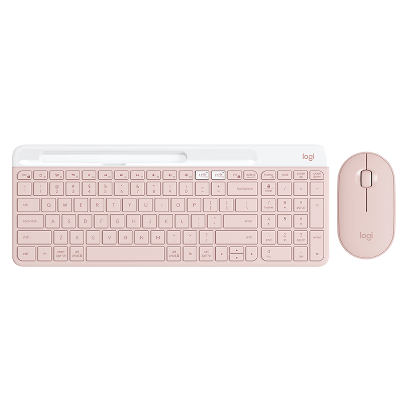 罗技（Logitech） K580粉色无线蓝牙超薄键盘静音键盘办公 手机平板ipad台式电脑键盘 粉色键鼠套装【K580+PEBBLE】
