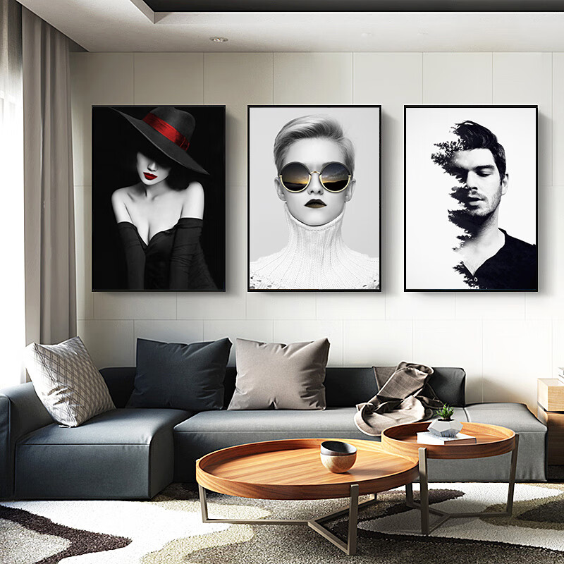 北欧客厅装饰人物理发店发廊美发挂美容院服装店艺术背景墙壁 艺术004