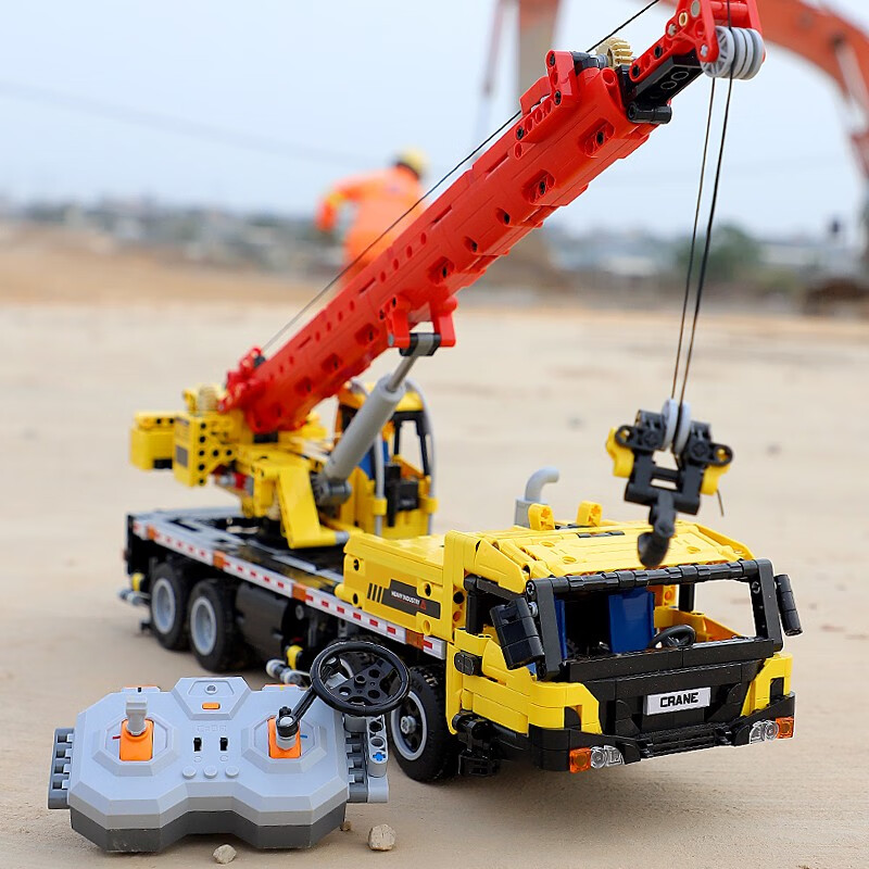 咔搭(cada)遥控积木车工程车吊车起重机积木成人拼图塔吊儿童玩具高