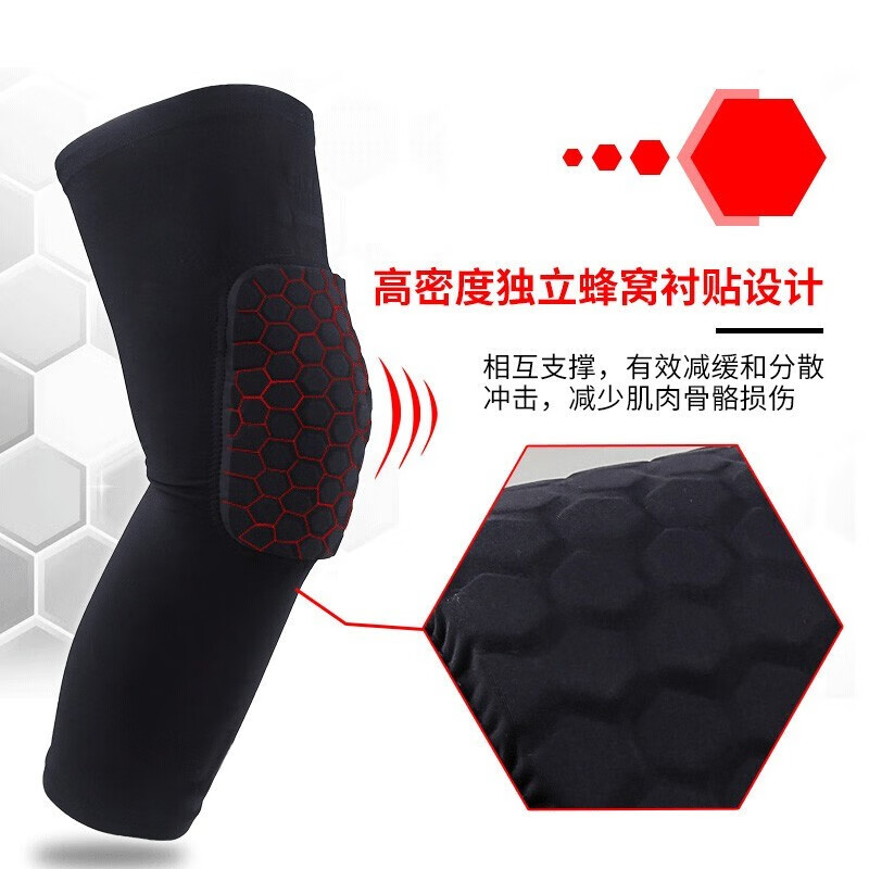 TEEIS德国篮球护膝运动专业防护夏季薄款男女士运动员专用蜂窝 专业防撞护膝丨经典白 M码丨适合80-110斤 丨两只装