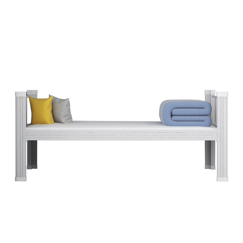 苏标单人床铁床学生公寓床工地员工宿舍单层床铁架床 灰白色1.0米宽