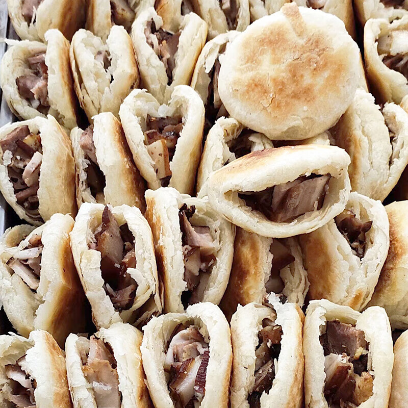 哺食旺赤峰对夹内蒙古赤峰特产酥皮饼肉夹馍烧饼熏猪肉早餐面食半成品