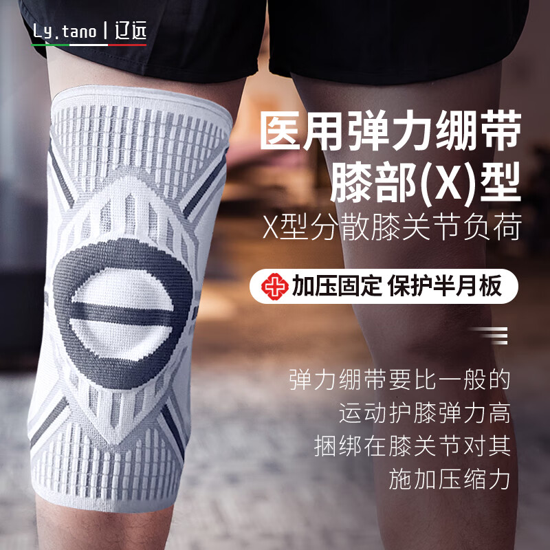 辽远半月板护膝运动护腿跑步韧带关节保护滑膜炎髌骨损伤术后固定绷带 XXL码（体重180-220斤) 【弹簧支撑+硅胶减震】两只装