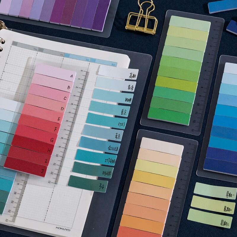 复古文艺梵高ins创意笔记指示标记贴便签本 浅蓝色 山吹绘(共150枚入)