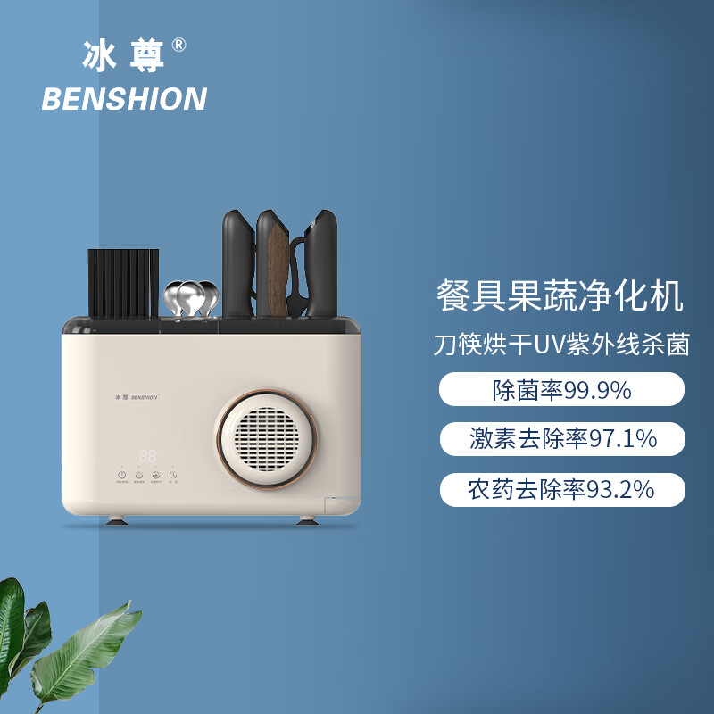 冰尊（BENSHION）果蔬清洗机家用洗菜机刀筷餐具烘干消毒机UV紫外线除菌99%解毒机食材净化器M5 机器标配