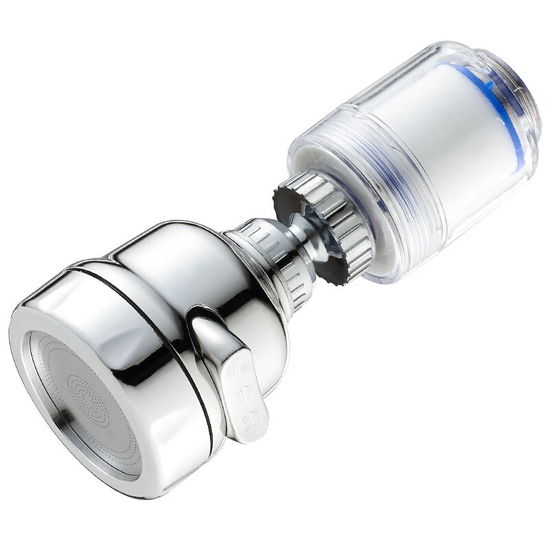 Imakara厨房万向旋转水龙头自来水过滤器防溅头延伸器过滤嘴增压溅水神器 银色款3档过滤器 3个滤芯+转换头