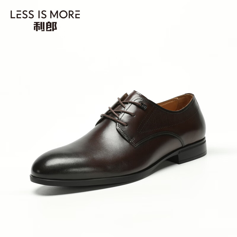 利郎轻时尚男鞋夏季新款皮鞋男牛皮革通勤正装鞋子男q3xxl105 红棕色