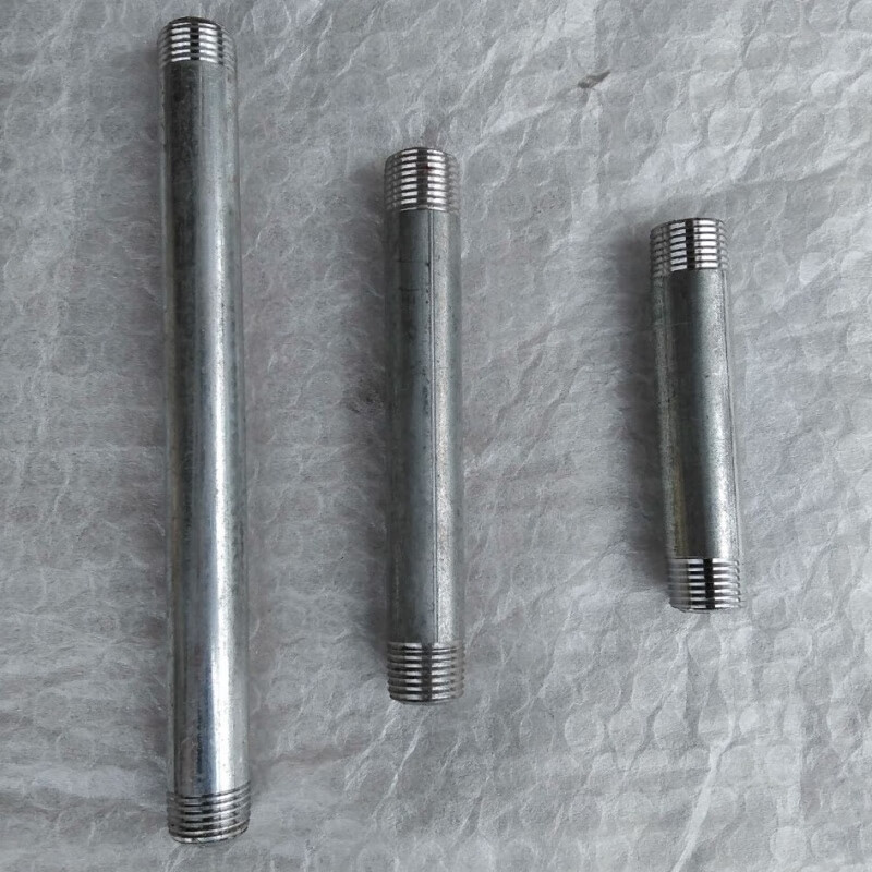 定制铁管装饰铁水管镀锌直接头接管带丝水暖配件外开丝工业风短水管子