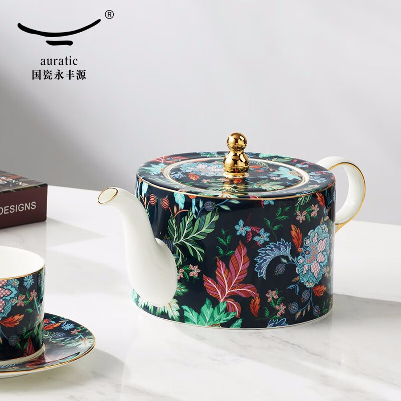 幸福满园 陶瓷泡茶壶咖啡壶两用 带过滤 多规格散件 安全包装 1000ml