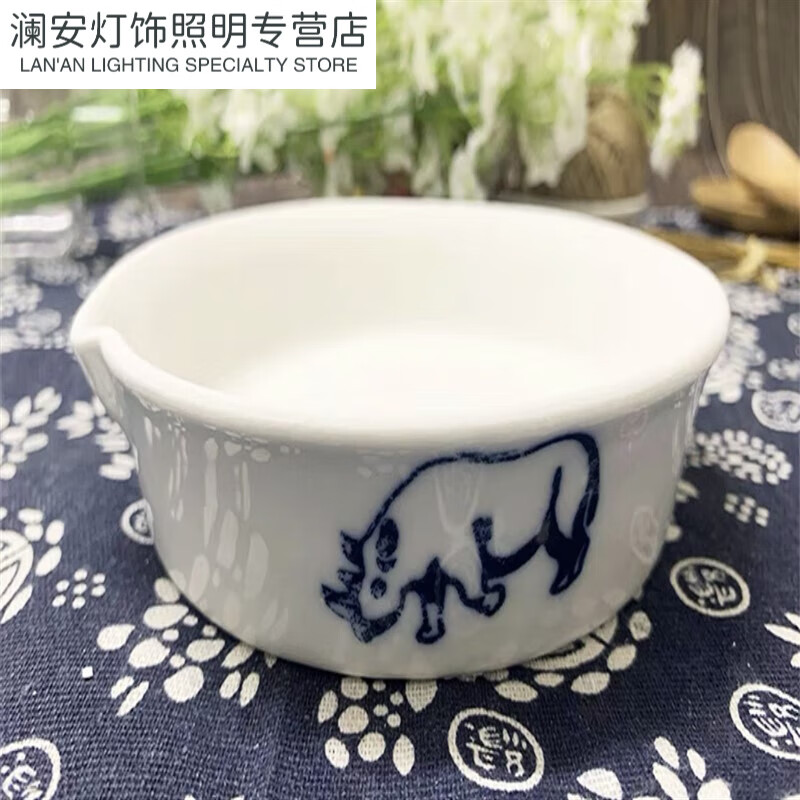 羚羊角磨水盘越南角磨水盘陶瓷磨砂盆水牛角羚羊角磨盘磨碗 角磨盘磨