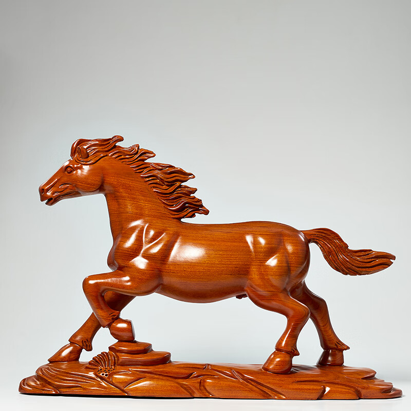 莱杉2023新款花梨木雕马摆件生肖马到成功实木雕刻工艺品客厅家居开业