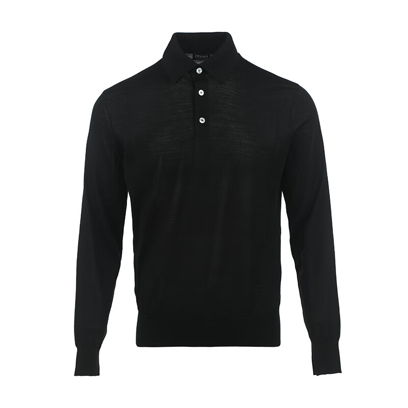 杰尼亚（Ermenegildo Zegna）男士薄款宽松羊毛套头针织衫UEM00A8132 黑色 50 (M)