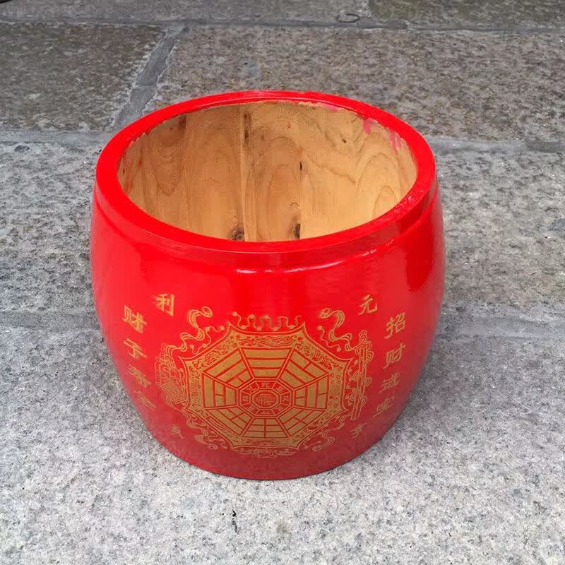 搬家木斗老式圆形红色木质老式斗乔迁入宅 普通大号平面印花高21