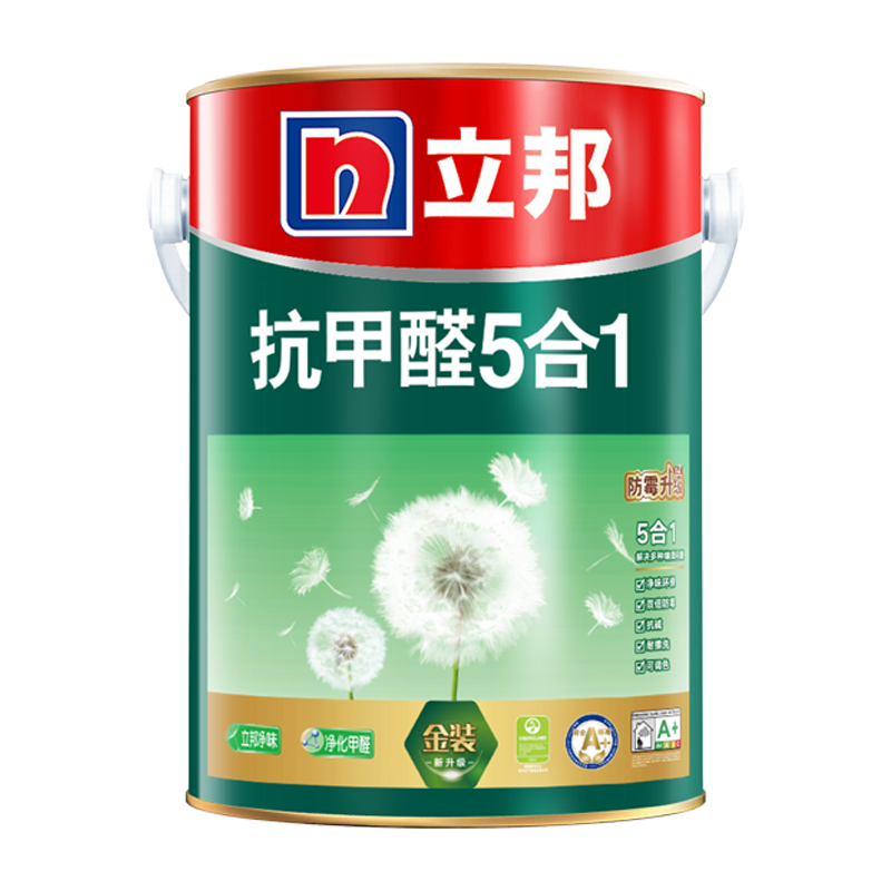 立邦乳胶漆市场价格稳定,金装抗甲醛净味五合一内墙漆备受欢迎