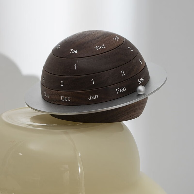 玺臻木黑胡桃木台历木质创意摆件礼物万年历日历木制创意台历桌面装饰