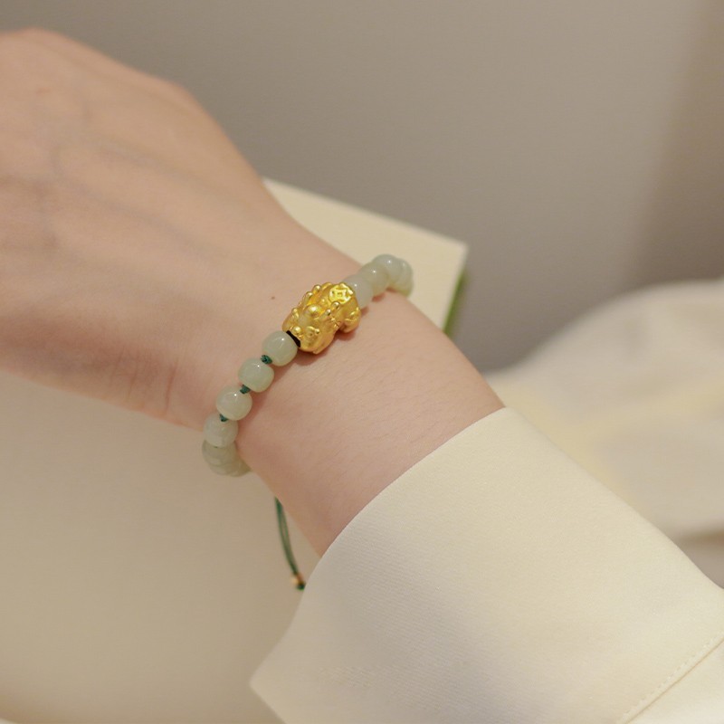 允唐珠宝 黄金宝宝貔貅手链女士999足金貔貅编织手绳首饰品送女友 貅