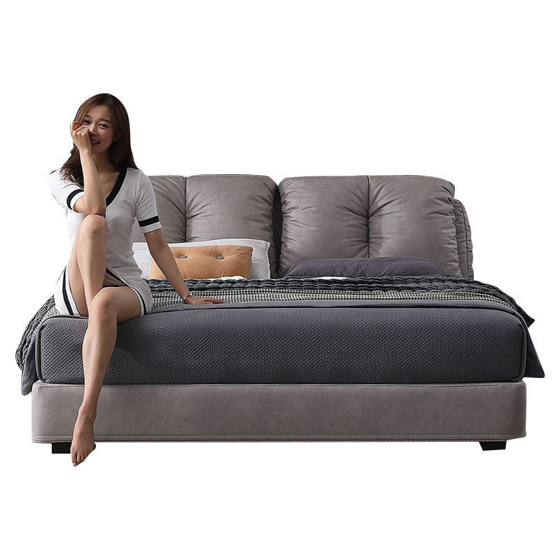 【限时直降35%】卓昙 床 现代简约网红床多功能实木1.8双人主卧婚床北欧云朵软包布艺床 单床 1500*2000mm框架结构   金属高脚