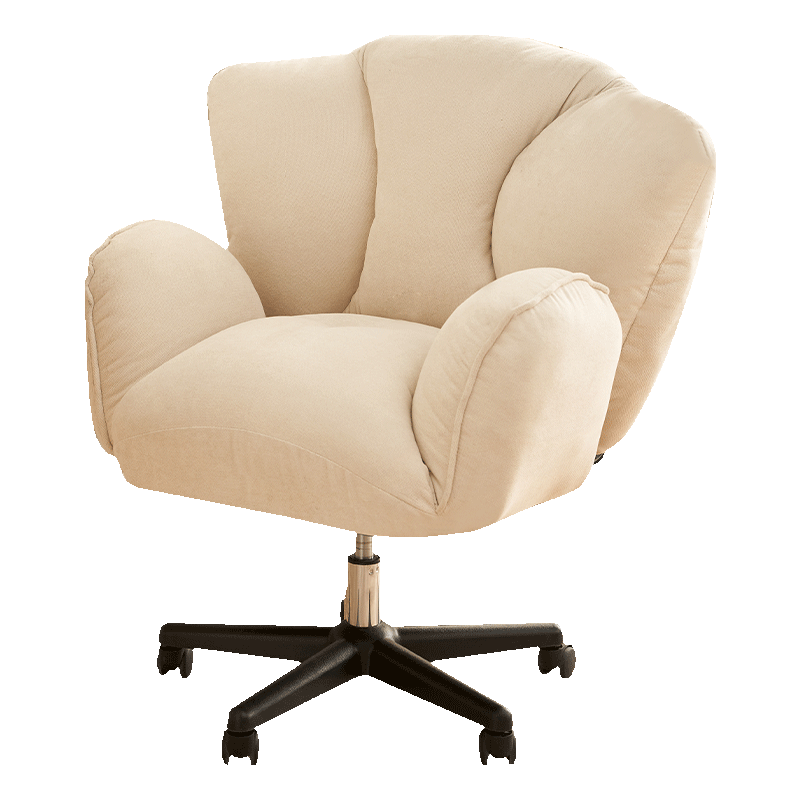 积木部落 电脑椅家用书房学习办公椅休闲懒人沙发椅升降转椅可躺靠背椅子 米白色【靠背多档可调】