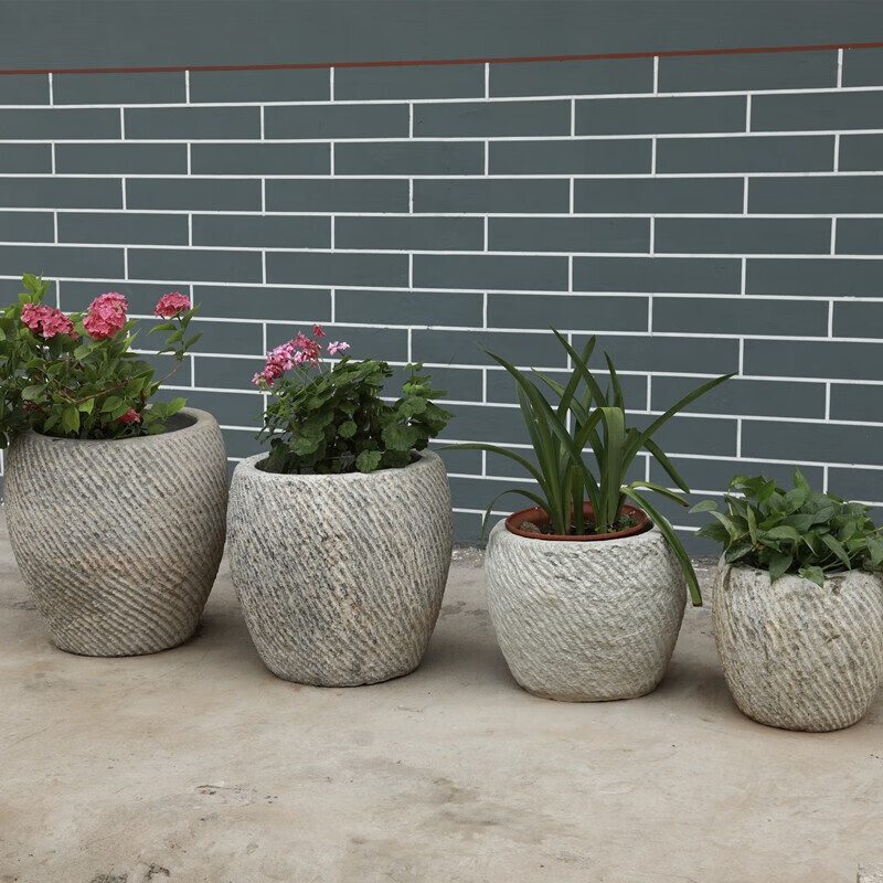 菲迪拉石臼流水景观石头水缸庭院别墅水钵养鱼摆件石盆花盆青石鱼缸石