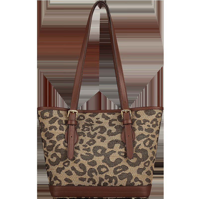 polo保罗豹纹托特包女2021年冬季新单肩腋下包通勤电脑包手提包包