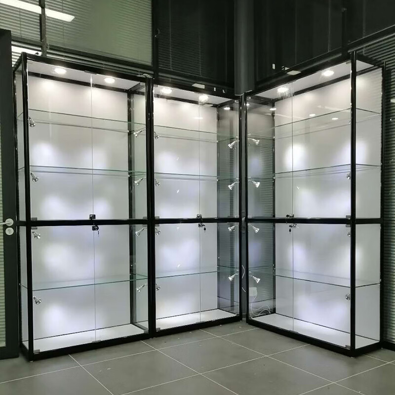 笛央手辦柜輕奢手辦柜透明玻璃展示柜首飾品精品展柜家用柜玻璃展 120*40*200含玻璃
