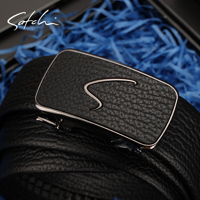 沙驰satchi沙驰皮带男商务真皮内穿自动扣腰带钢扣百搭纯头层牛皮裤带