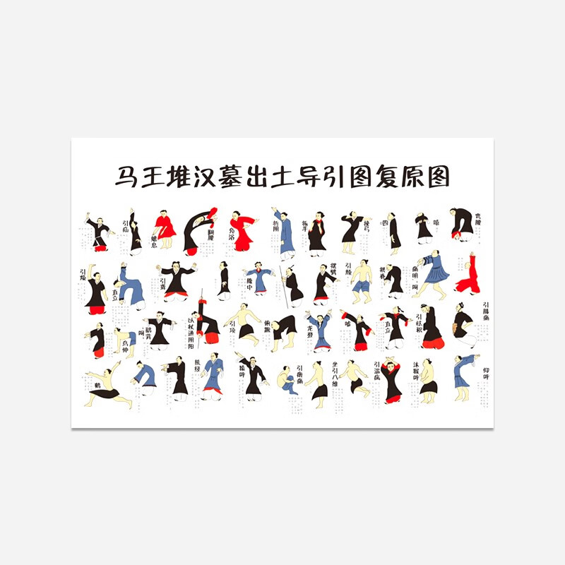 霜魄马王堆《导引图》全新复原图高清原大复制品立轴装饰画萼裴 绢布