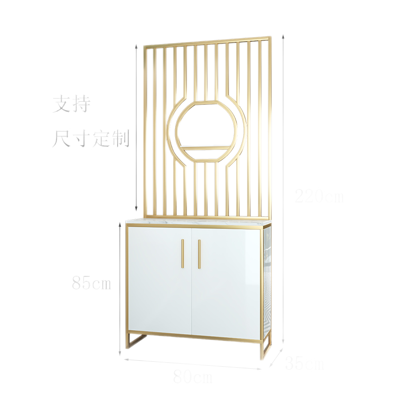 可定做 精甄 轻奢入户玄关柜鞋柜一体间厅柜客厅隔断屏风装饰柜简约进门储物柜 金色:长80*35*220cm高 整装框架结构