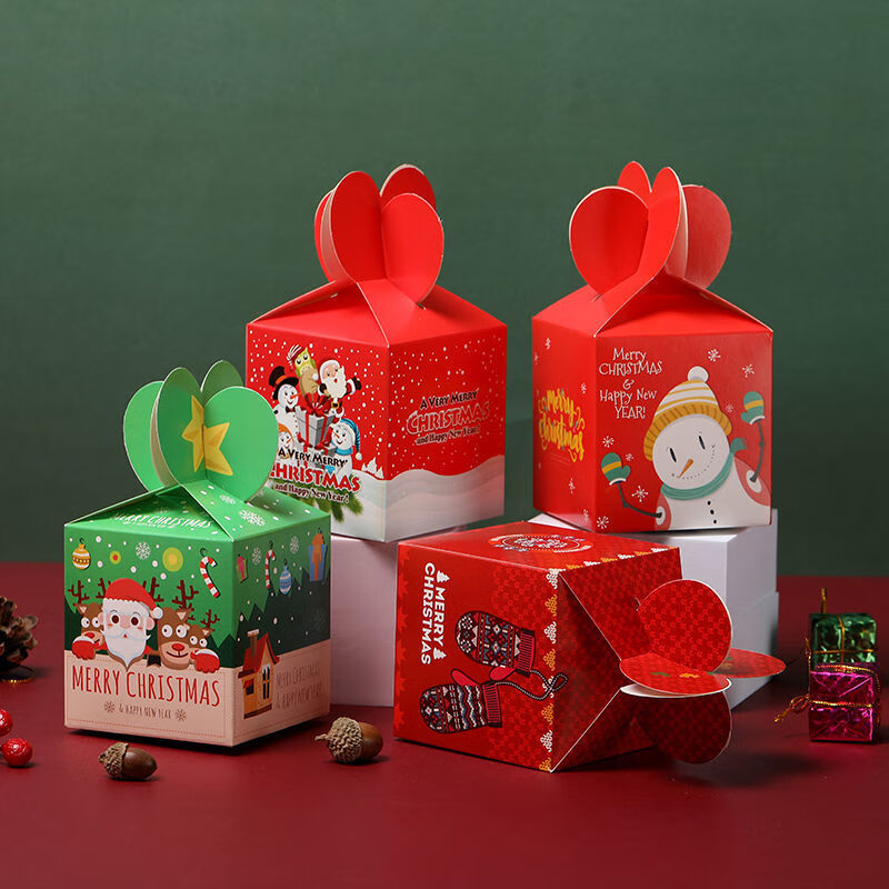 【开篇精选】圣诞苹果盒平安果包装盒平安夜礼盒平安果包装礼盒圣诞节礼物礼品 鱼尾盒 随机 10个装