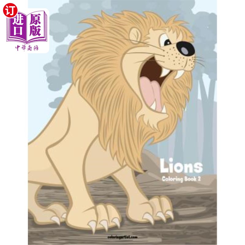 海外直订lions coloring book 2 狮子着色书2