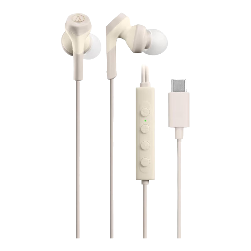 鐵三角（Audio-technica）【日本直郵】ATH-CKD3C/ATH-CKS330NC有線耳機(jī) Type-C接口入耳式戶外運(yùn)動(dòng)手機(jī)通話線控耳機(jī) ATH-CKS330NC【米色 降噪功能】