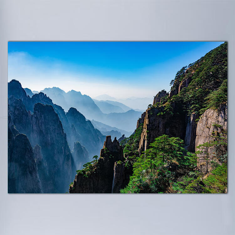 靠山图有山无水青山画树木大自然招财风景风光客厅装饰挂画实木框