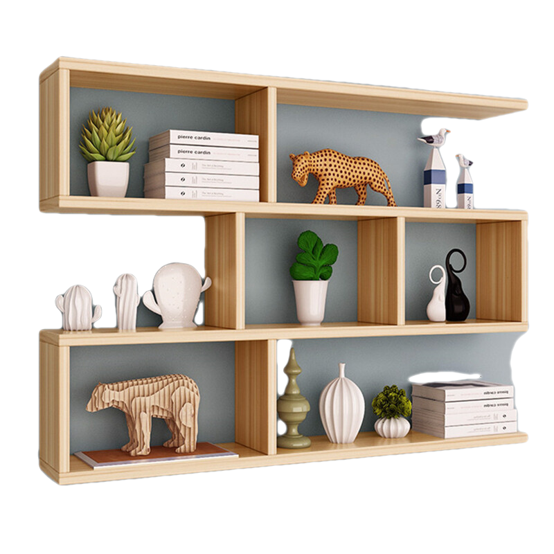 墙上书架墙上置物架壁挂书架墙架餐厅墙面挂墙装饰墙壁挂架卧室壁柜吊柜 小号S型暖白色长60高50深13CM