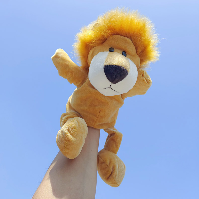 手偶张嘴可爱毛绒玩具宝宝早教布娃娃幼儿园儿童生日礼物 新款狮子