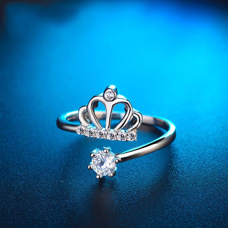 拾想新款s925银戒指皇冠公主日韩时尚女戒指环饰品送女朋友生日礼物
