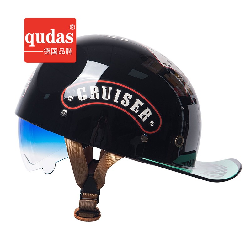 qudas奇达士德国本土进口品牌摩托车头盔男女复古哈雷半盔电动车机车