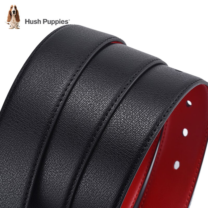 暇步士(Hush Puppies)红腰带本命年马年针扣式男士皮带可旋转扣头两用礼物裤带高端商务 旋转扣头一款两用 110cm