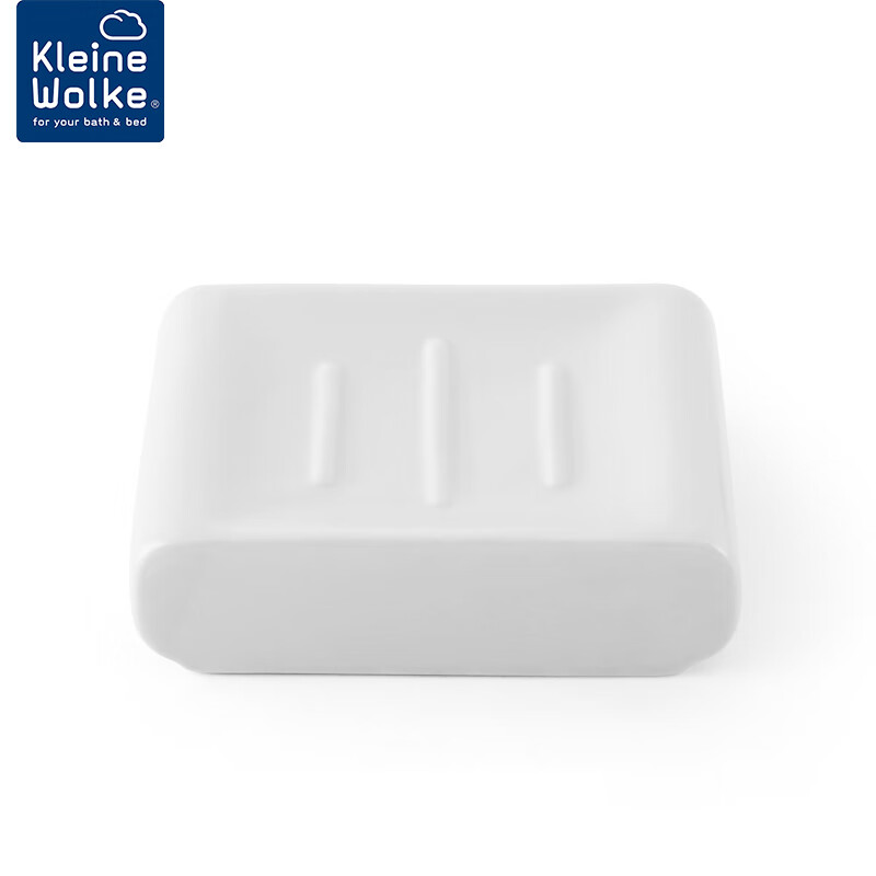 KLEINE WOLKE德国进口陶瓷放肥皂盒免打孔香皂盒轻奢风置物架盒子皂碟肥皂盘 白色