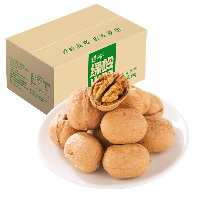125955-绿岭火猴 薄皮原味生核桃 500g坚果礼盒休闲零食 500g原果*2箱-详情图
