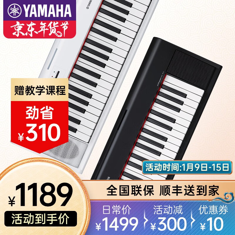 雅马哈（YAMAHA）NP12电子琴成人儿童初学者便携式NP32B 【61键】NP12B黑色官方标配+全套配件