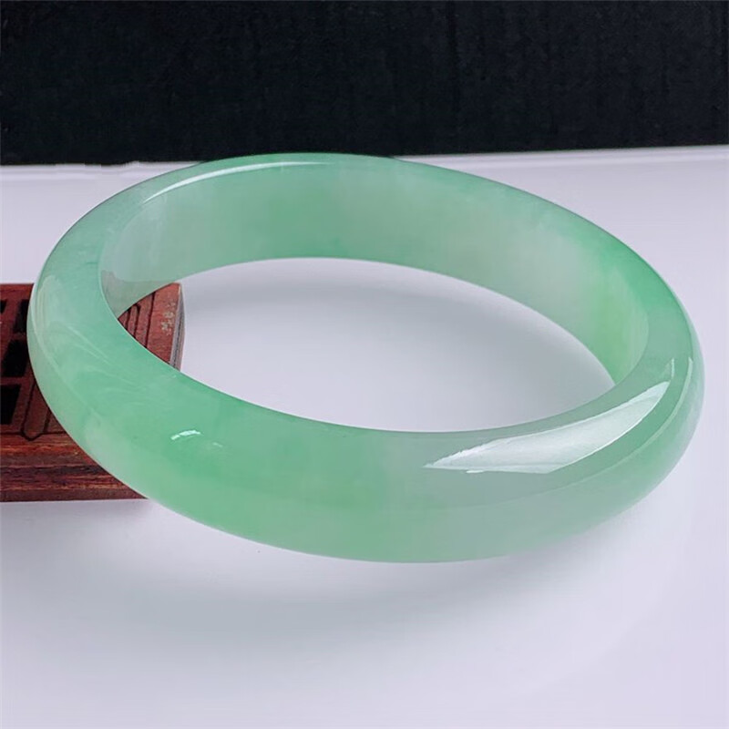 卡古兰 玉镯子送妈妈缅甸翡翠手镯玉女冰种晴底带证书 手镯内径54mm