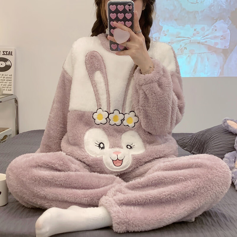 艿萍月子服孕妇睡衣11月份秋冬季款珊瑚绒加厚加绒哺乳产后产妇家居服 A9H-5306# L码 90-120斤使用感如何?