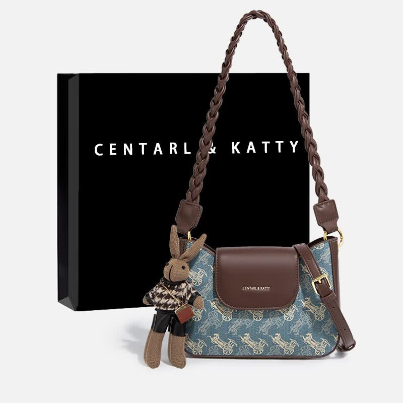 CENTARLKATTY小众原创设计高级感马车印花法式腋下包包女2023新款单肩斜挎女包 蓝色怎么样,好用不?