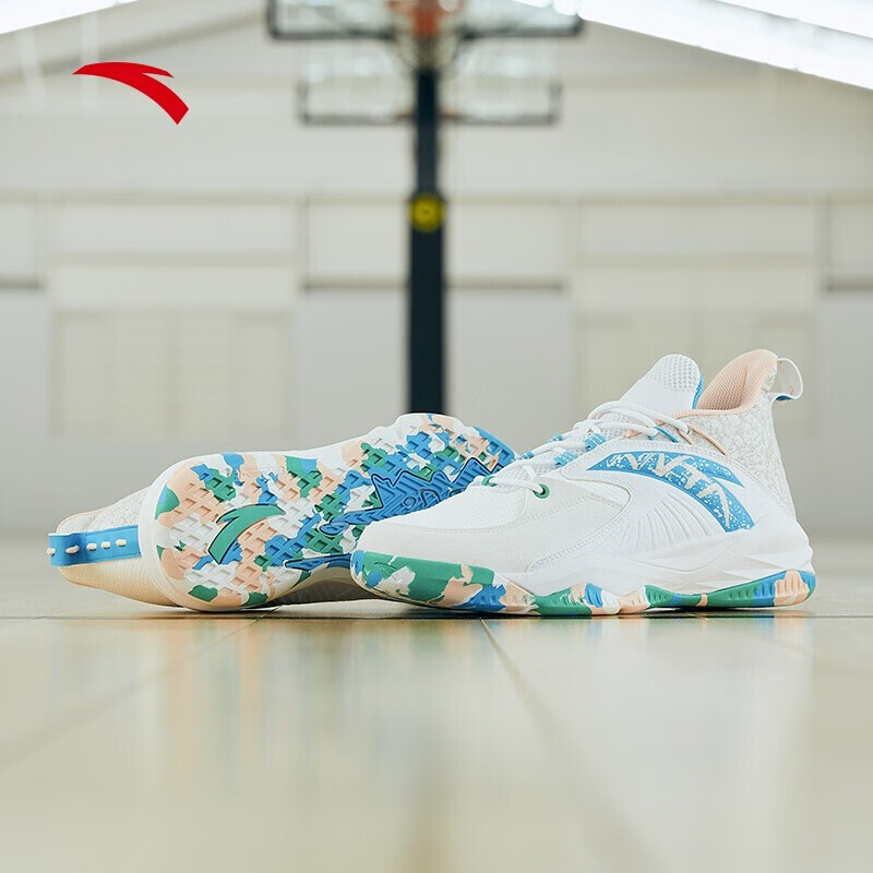 安踏菱极篮球鞋男低帮专业实战球鞋男运动鞋安踏白氯蓝婴儿粉485男42