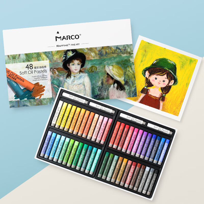 马可（MARCO）拉斐尼系列 重彩油画棒48色套装专业绘画叠色涂鸦 儿童不脏手美术蜡笔彩绘棒760006A