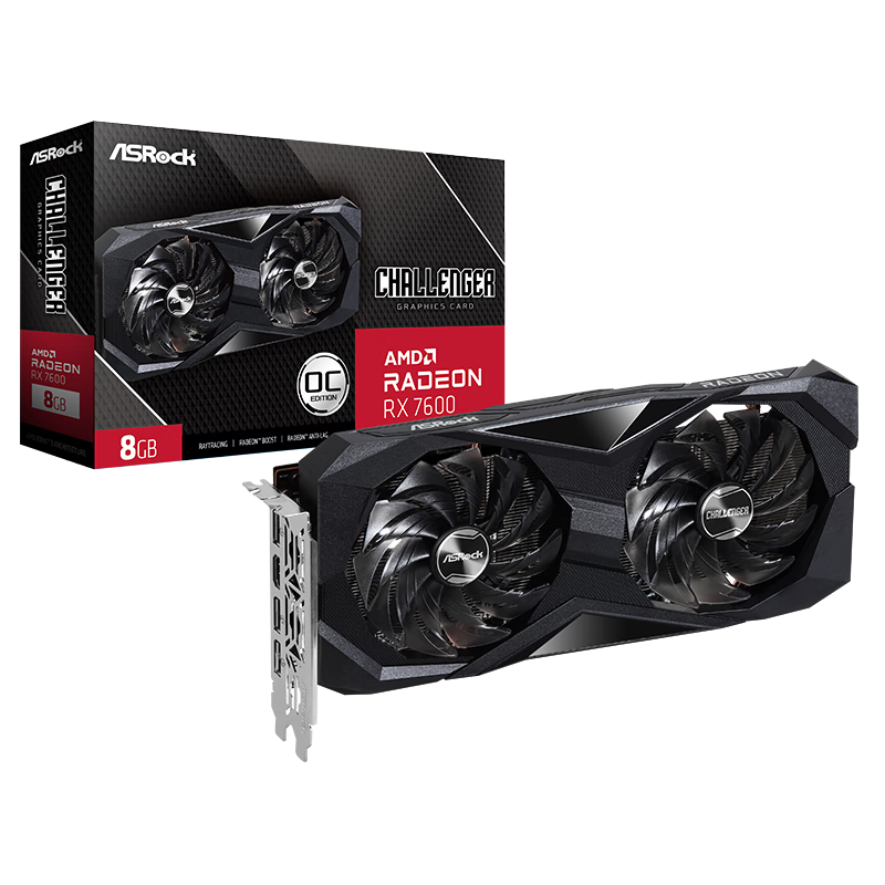 ASRock 华擎 RADEON RX7600 CL 挑战者 8G OC 电竞游戏显卡